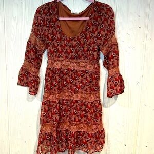 𝅺BLUE BIRD BOHO PRARIE MODEST  DRESS SIZE M